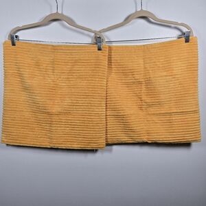 Set Of 2 Mustard Yellow Ribbed Soft Chenille Square Zipper Pillow Covers 18"x18"